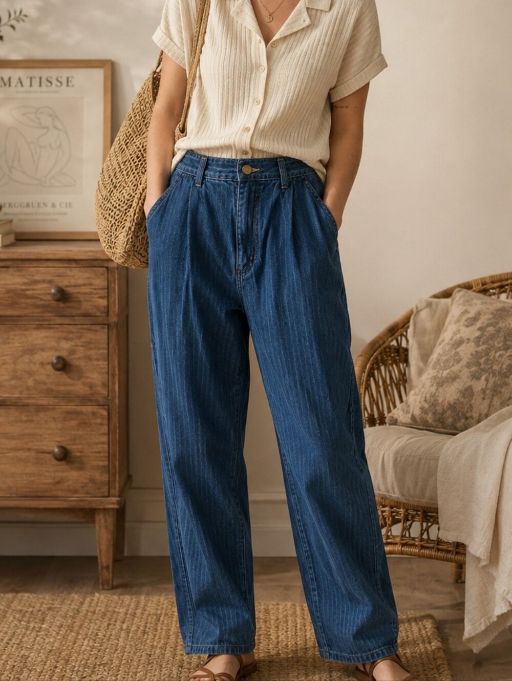 VTG Lee Riders Pinstripe Mom Jeans High Rise Pleated Tapered Juniors 5